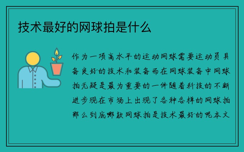 技术最好的网球拍是什么